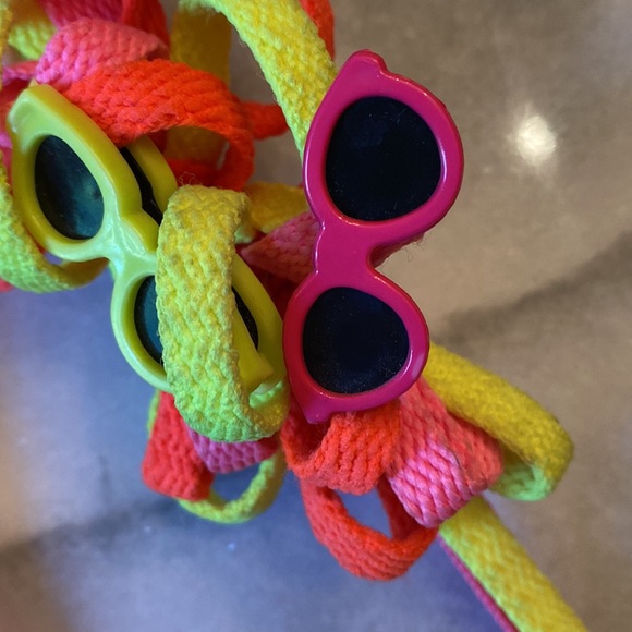 Vintage Neon Yellow,Orange and Pink Hair Bow with Sunglasses Accents - Picture 8 of 8